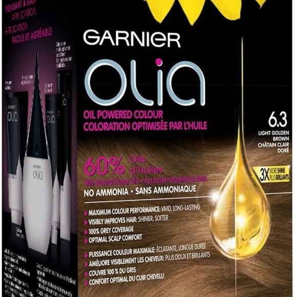 Garnier Olia Permanent Oil Powered Hair Color, 6.3 Light Golden Brown - Picture 5 of 8